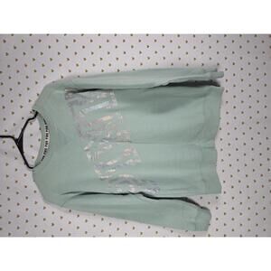 Victorias Secret Pink Mint Shiny foil logo sweater shirt XS Oversized
